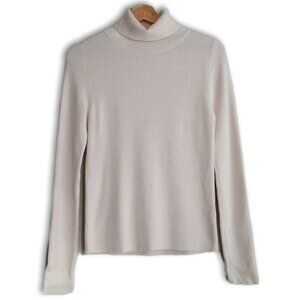 MAEVE / Anthropologie Turtleneck Button Cuffs Fine Rib Fitted Sweater M Flawed